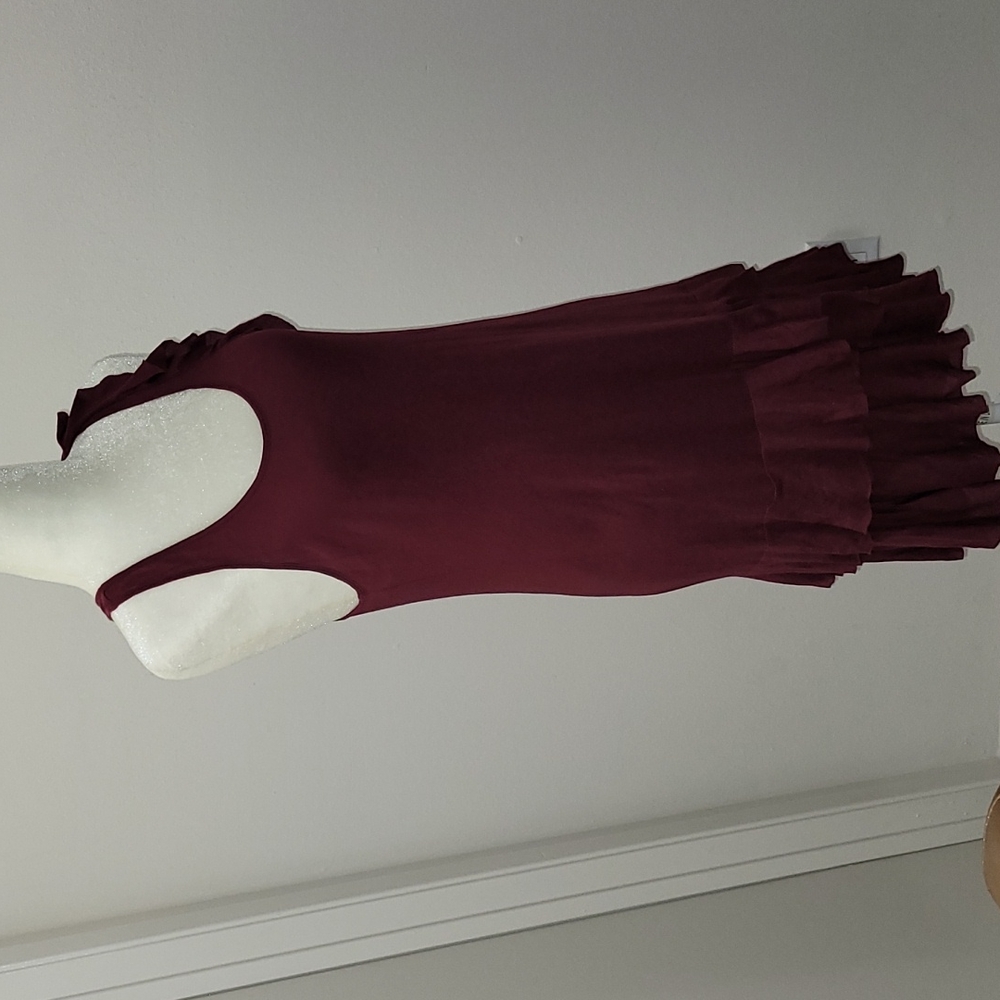 Juicy Couture Burgundy Ruffle Tiered Bottom Mini Summer Dress Size Small GUC - Picture 8 of 16